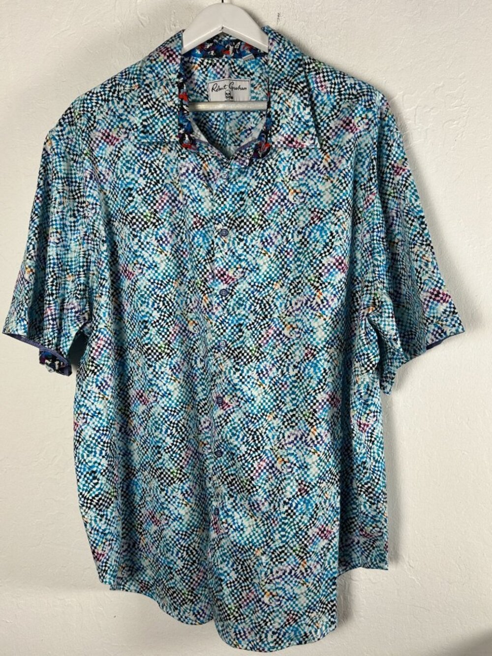 Robert Graham Mens Kepner Short Sleeve Button Up Shirt 3XL Multicolor Check NWOT